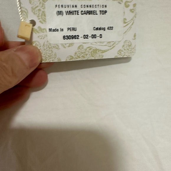 Peruvian Connection white caramel top tee NWT - Picture 4 of 6